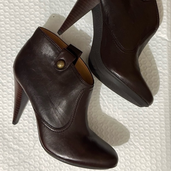 Coach Ankle Booties Women Brown Leather Point Toe Shoes - Picture 7 of 10